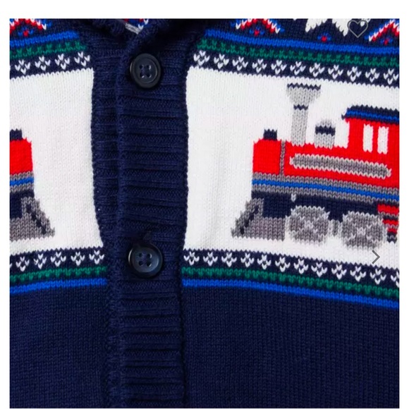 Janie and Jack Holiday Train Cardigan - Picture 3 of 6